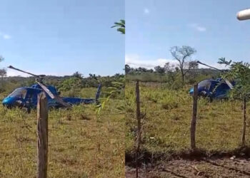 Helicóptero cai em quintal de residência na zona rural de José de Freitas e deixa seis feridos