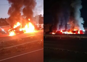 Motorista morre após carreta atingir rede de alta tensão e pegar fogo na BR-343, em Teresina