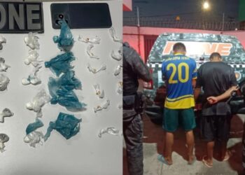 Rone apreende drogas e conduz dois suspeitos durante abordagem na Zona Norte de Teresina