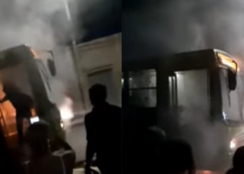 Ônibus pega fogo durante percurso na zona Norte de Teresina; ninguém fica ferido