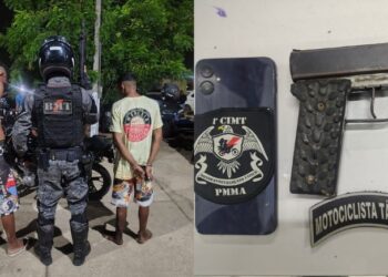 Dupla é conduzida após polícia localizar moto roubada e arma em Timon